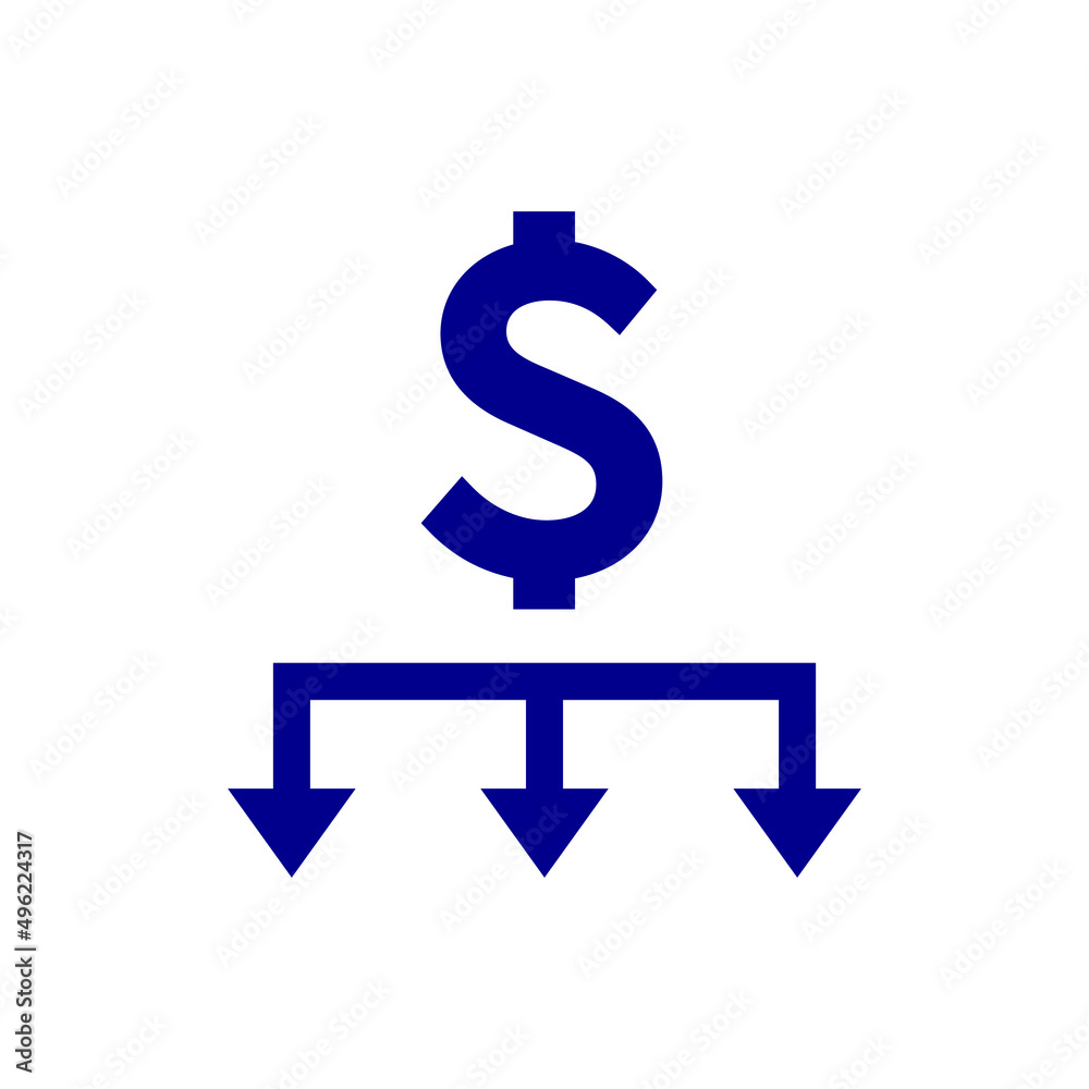 Money with sign multiple arrow icon design isolated on white background Money with sign multiple arrow icon design isolated on white background
