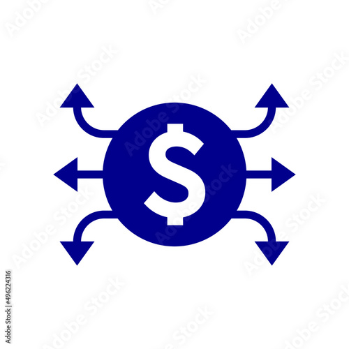 Money with sign multiple arrow icon design isolated on white background