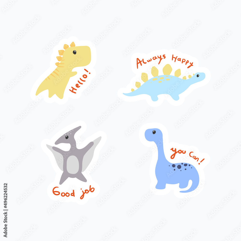 set of cute dinosaur sticker
