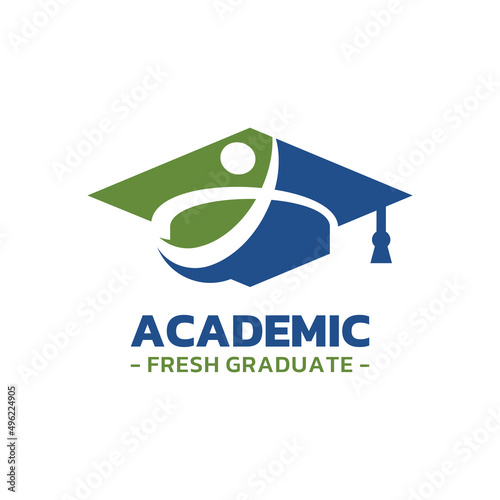 Graduate hat and star logo vector. Success student logo template design concept.