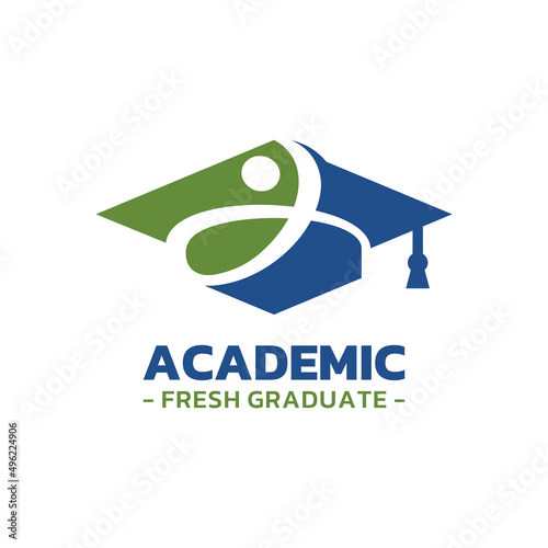 Graduate hat and star logo vector. Success student logo template design concept.