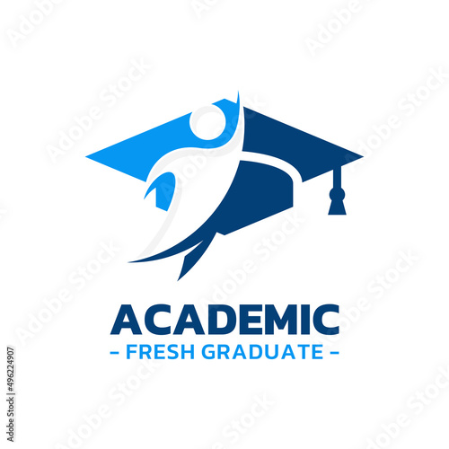 Graduate hat and star logo vector. Success student logo template design concept.