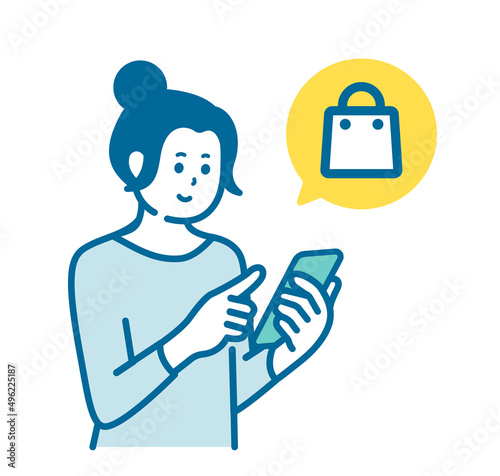 A woman shopping online on her smartphone