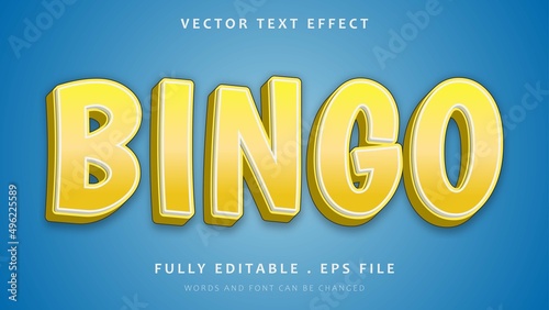 3d Gradient Yellow Word Bingo Fully Editable Text Effect Design Template
