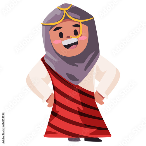 Ethiopian girl children wearing ethiopia africa traditional costume greetings welcoming festival with smile happy hijab veil islam