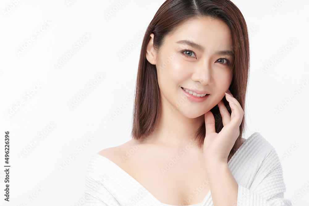 Beautiful young asian woman with clean fresh skin on white background, Face care, Facial treatment, Cosmetology, beauty and spa, Asian women portrait. Beautiful young asian woman with clean fresh skin on white background, Face care, Facial treatment, Cosmetology, beauty and spa, Asian women portrait.