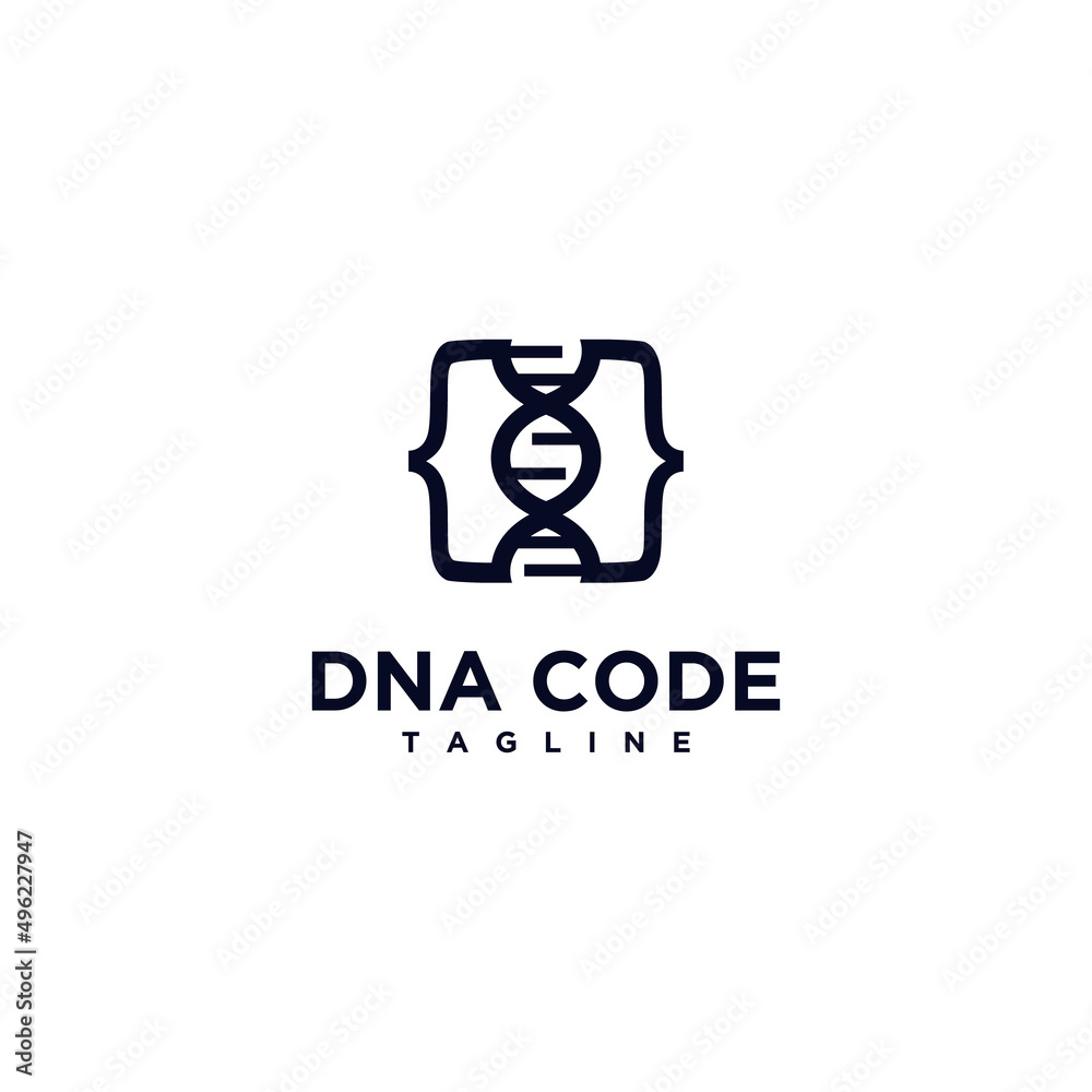 code genetics logo design modern concept, code combine with dna logo icon code genetics logo design modern concept, code combine with dna logo icon