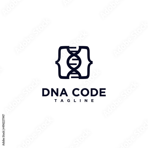 code genetics logo design modern concept, code combine with dna logo icon