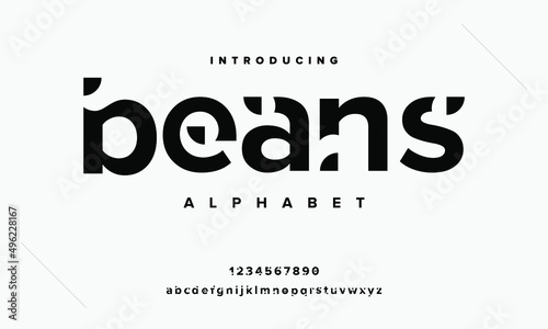 Beans modern minimal urban alphabet. Simple typography for logo, fashion, wedding, music. Vector abstract illustration photo