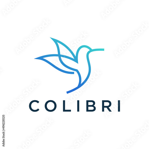 hummingbird colibri bird logo icon line abstract outline monoline vector 