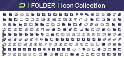 Folder icon collection. Directory icon set. Data storage symbol isolated on white background.