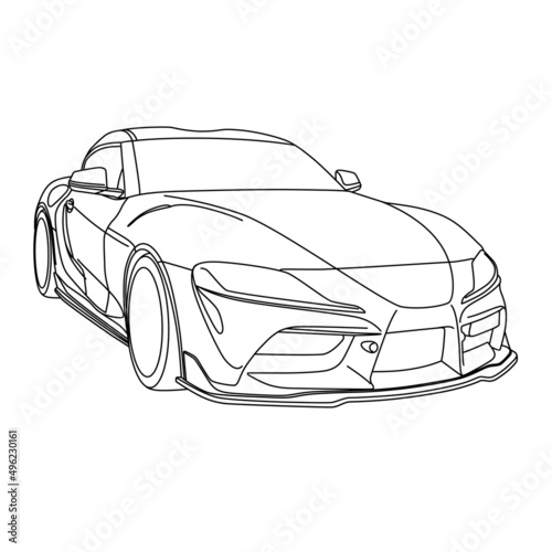 car outline illustration coloring template for kids
