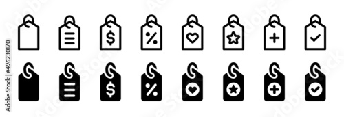 Label price tag icon collection in graphic design. Vector illustration