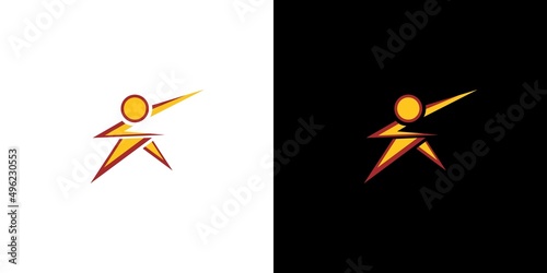 Unique and fun action superhero illustration logo design