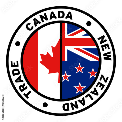 Round Canada New Zealand Trade Flag Clipart