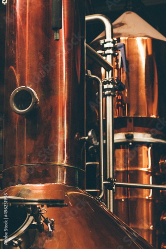 Obraz na płótnie close up of copper whiskey still