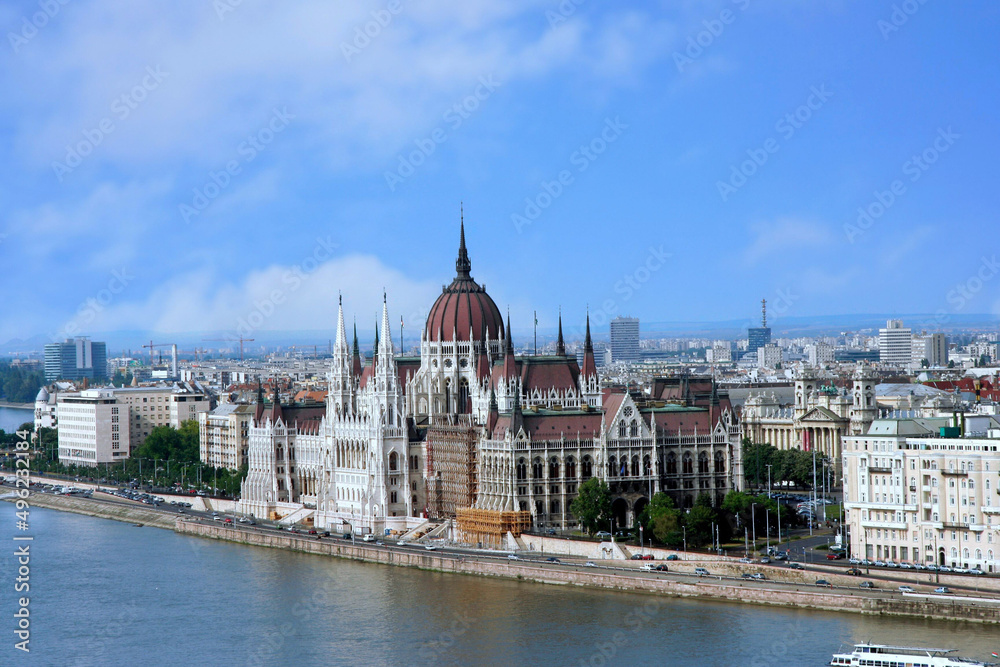 Budapest, Hungarian Parliament Building, viewed from across the Danube River