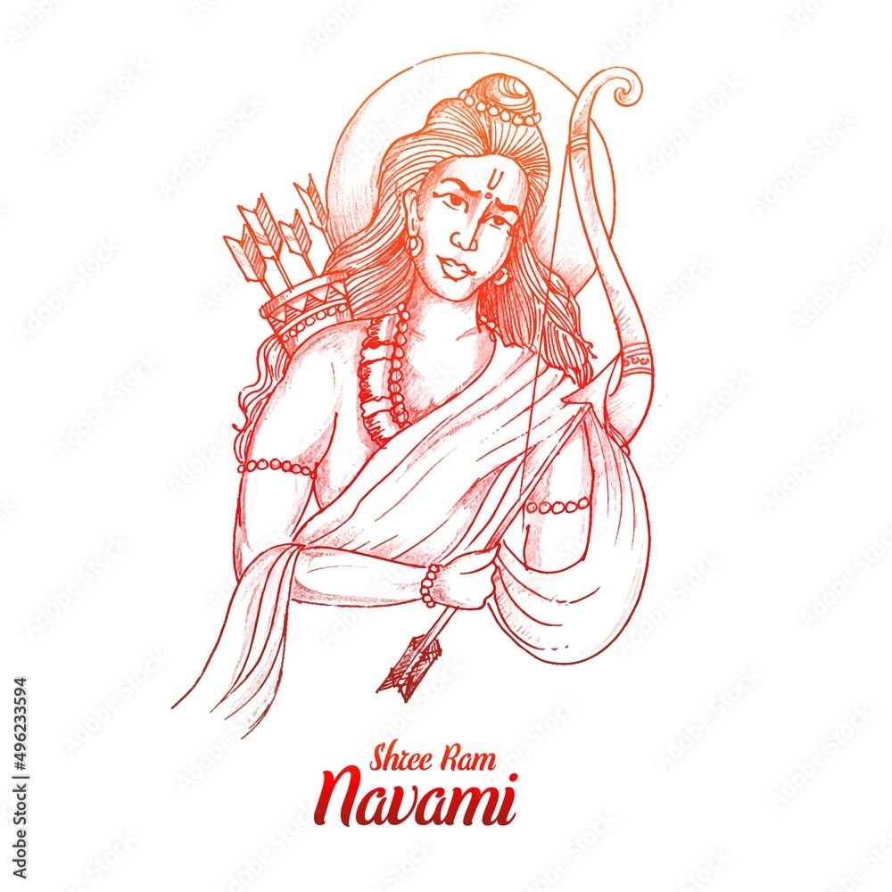 Lord Shree Ram Navami Festival Wishes Card Background Stock Illustration -  Download Image Now - iStock