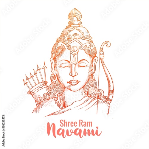 Shri ram navami with bow & arrow sketch kard design
