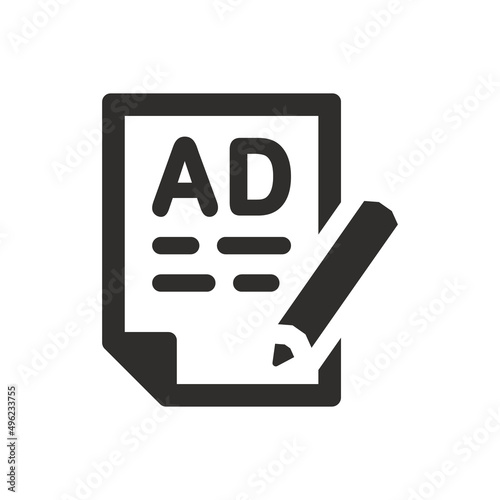 Advertisement content compose icon on white background