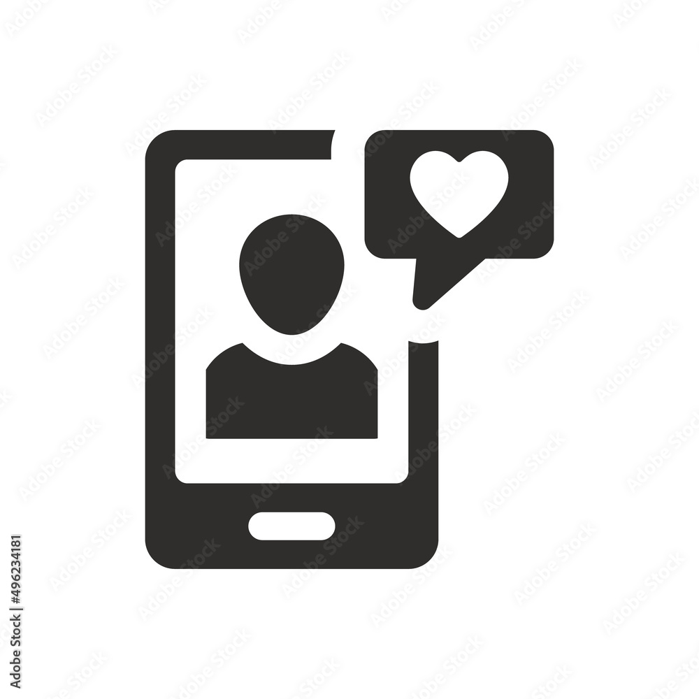 Mobile friend like icon on white background Mobile friend like icon on white background
