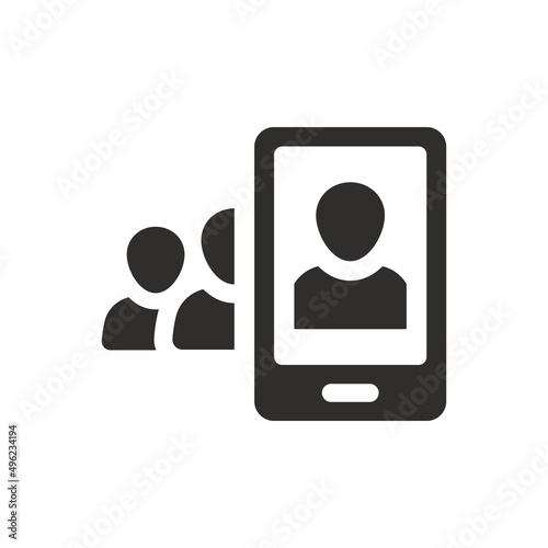 Mobile social friends icon on white background
