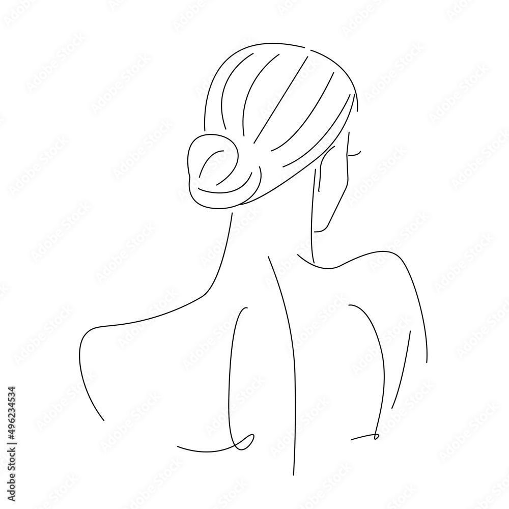 Abstract Woman Body Line Art Vector Drawing. Style Template with