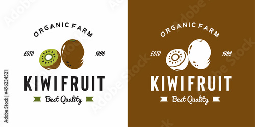 vintage kiwi fruit logo illustration suitable for fruit shop and fruit farm