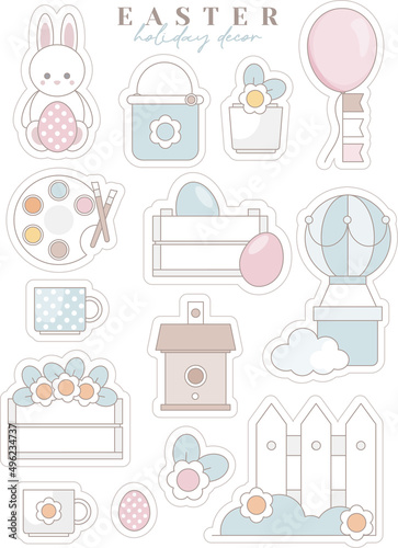 Easter Stickers with cute bunny