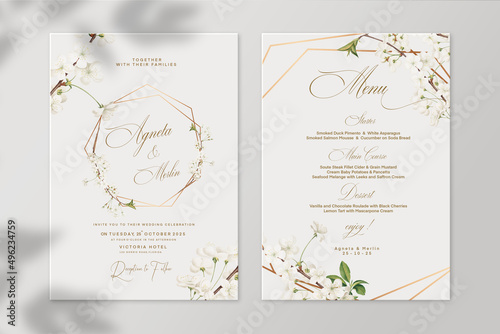 Geometric Wedding Invitation and Wedding Menu