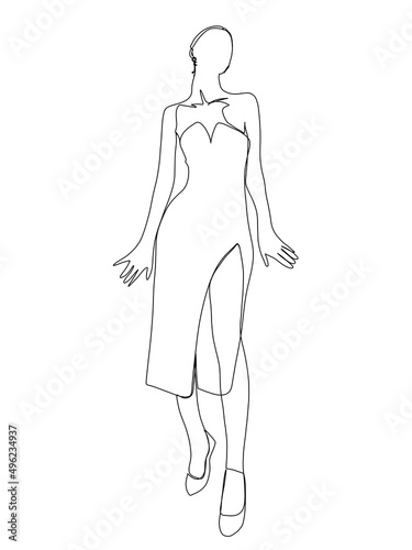 A portrait of a beautiful woman is drawn in one line art style. Body expression. Printable art.