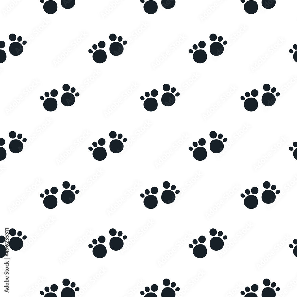 Abstract animal foot print seamless pattern. Vector pet trail background.