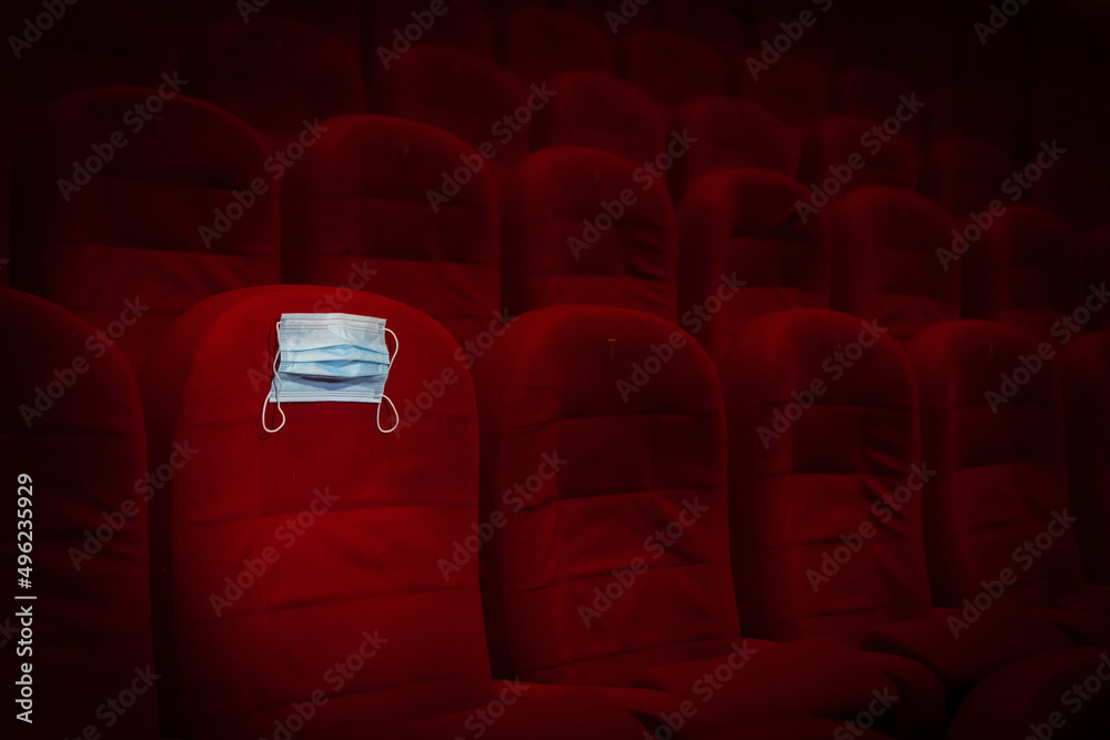 Obraz premium Covid-19, Theater, Performance hall, Cinema hall, empty, deserted during the global Coronavirus pandemic