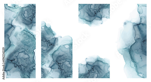 Alcohol ink texture. Abstract hand painted blue background.