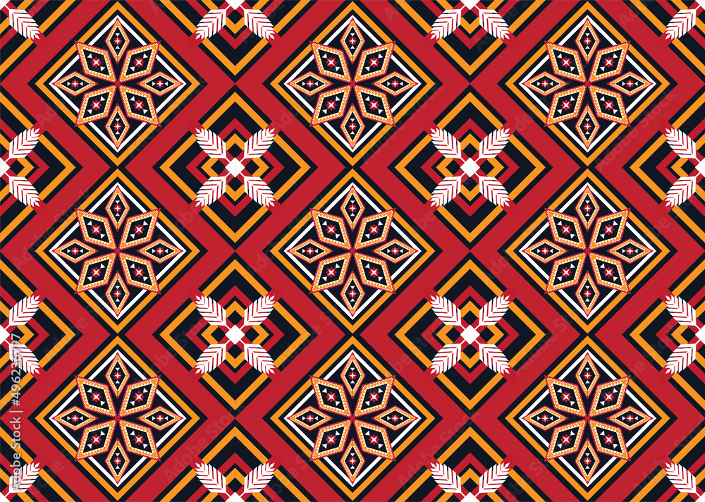 Geometric ethnic flower pattern for background,fabric,wrapping,clothing,wallpaper,Batik,carpet,embroidery style.