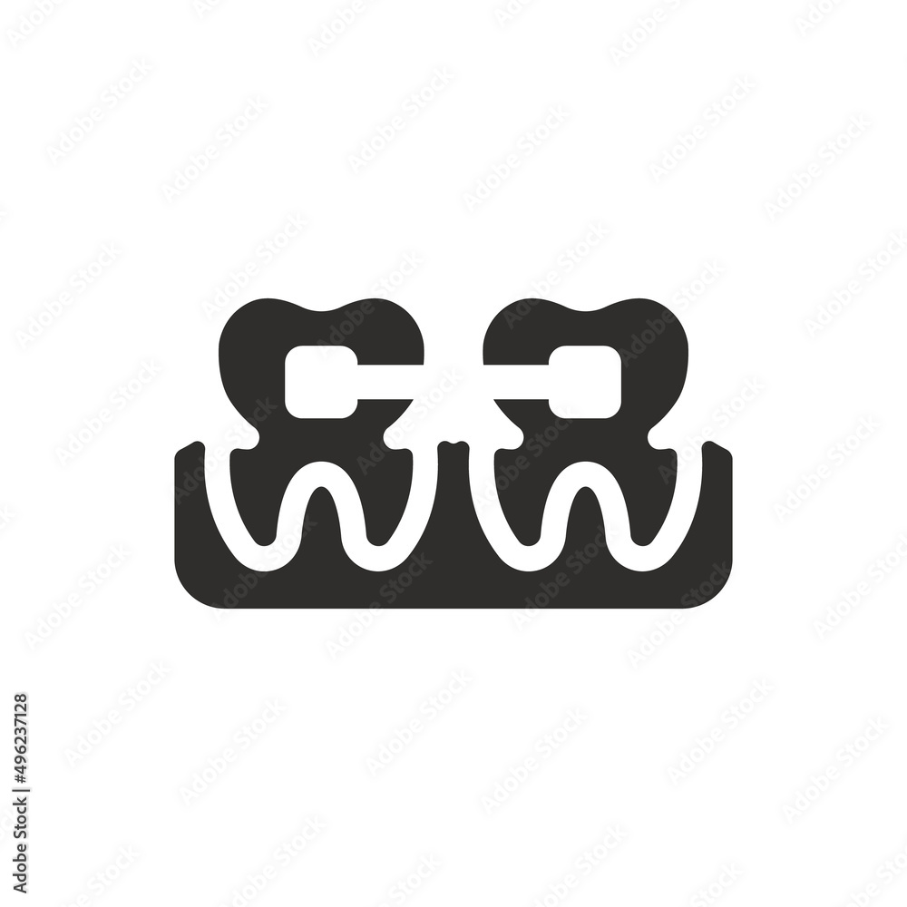 Teeth braces icon on white background Teeth braces icon on white background