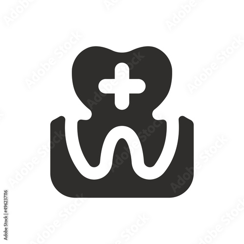 Add tooth icon on white background