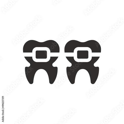 Teeth straightening icon on white background