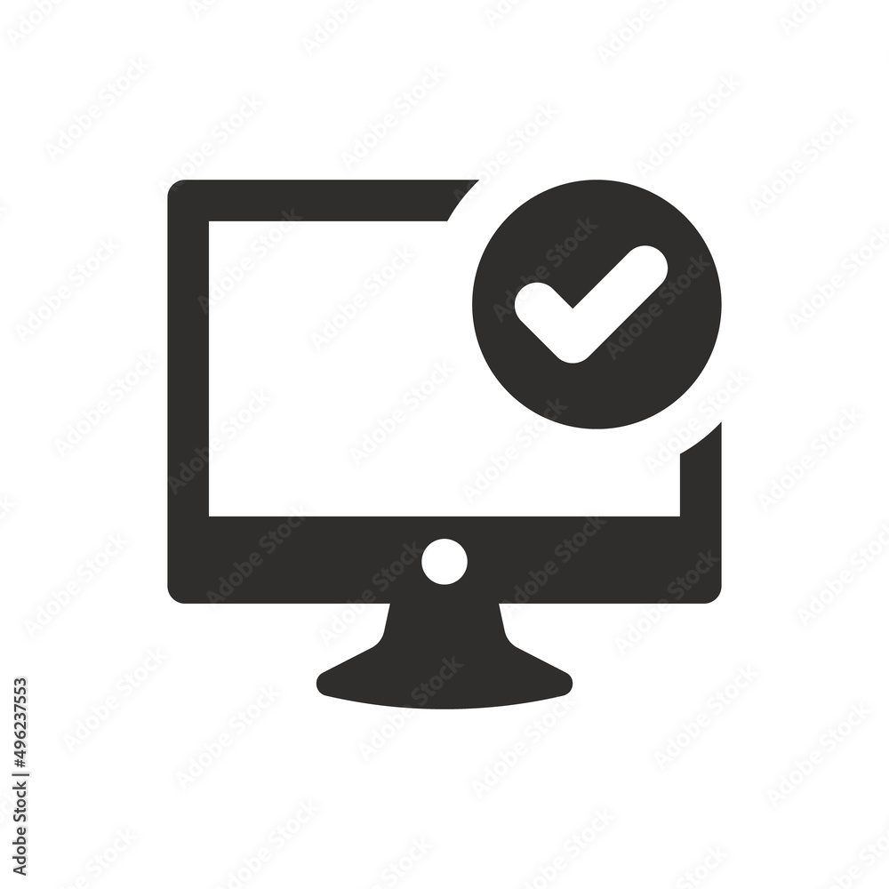 Laptop accept icon on white background Laptop accept icon on white background