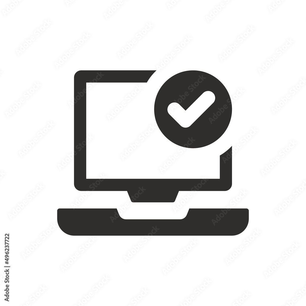Monitor chechmark icon on white background Monitor chechmark icon on white background