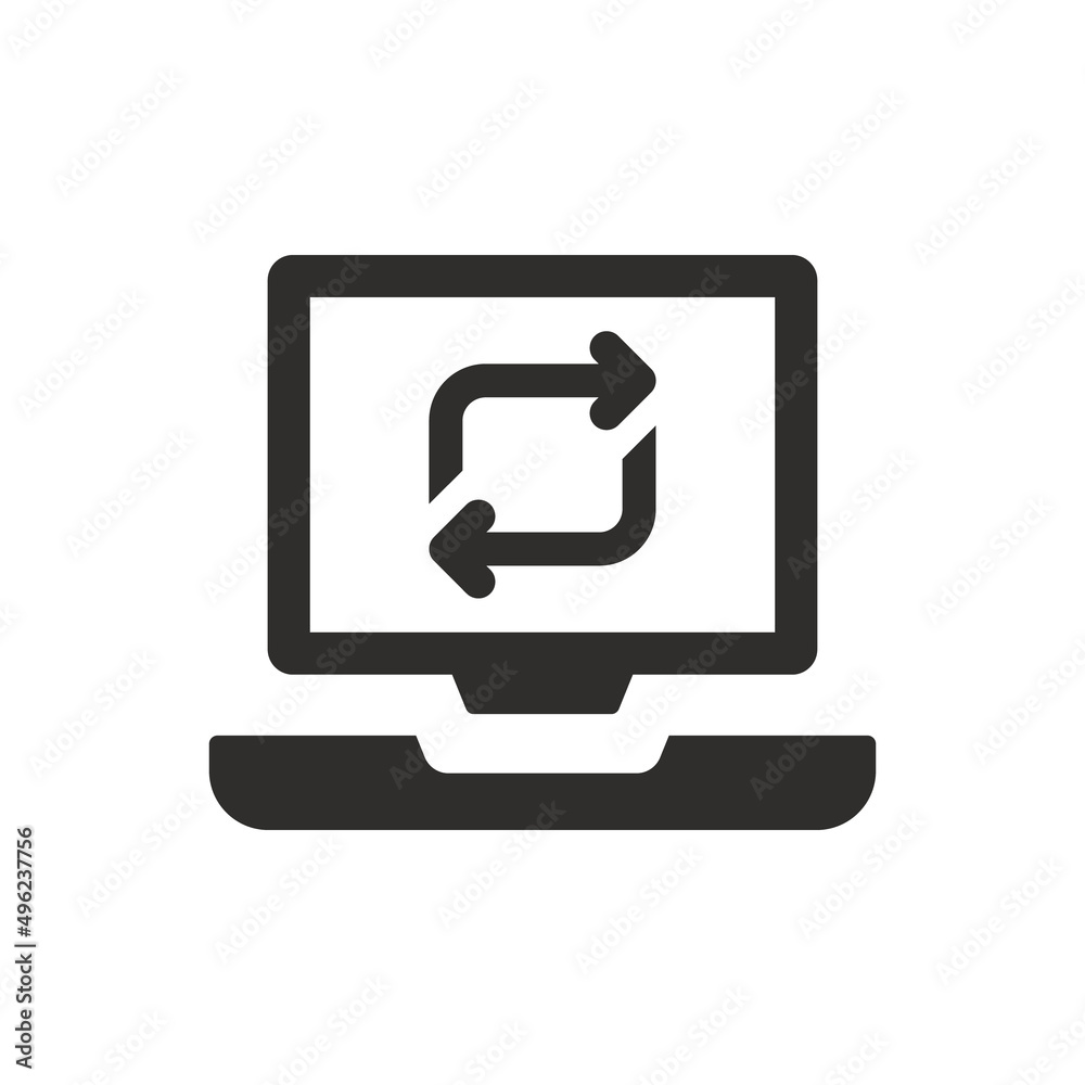 Laptop backup icon on white background Laptop backup icon on white background