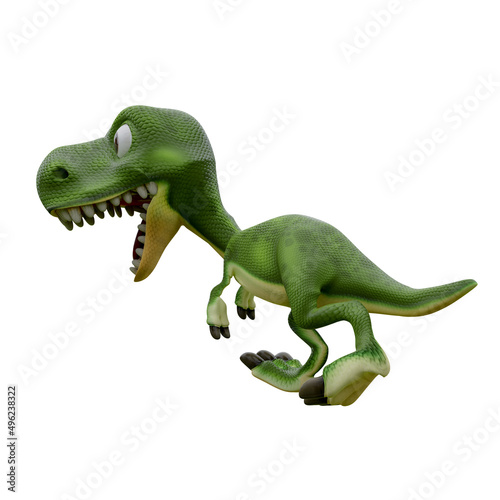 Pose of 3d rendering cartoon dinosaurs 
