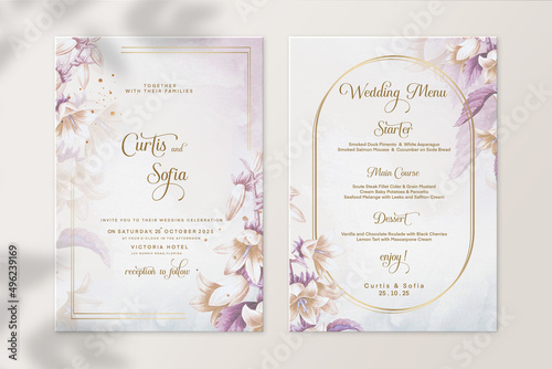 Floral Wedding Invitation and Wedding Menu