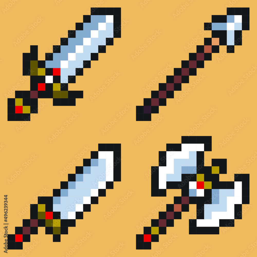 pixel art weapons rpg game