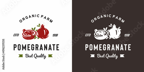 vintage pomegranate fruit logo illustration suitable for fruit shop and fruit farm