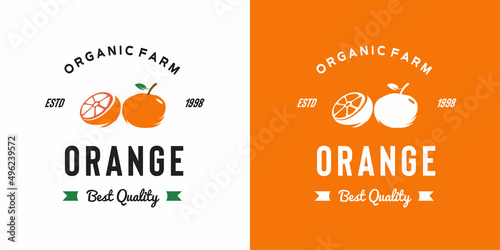 vintage orange fruit logo illustration suitable for fruit shop and fruit farm