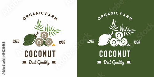 vintage coconut fruit logo illustration suitable for fruit shop and fruit farm