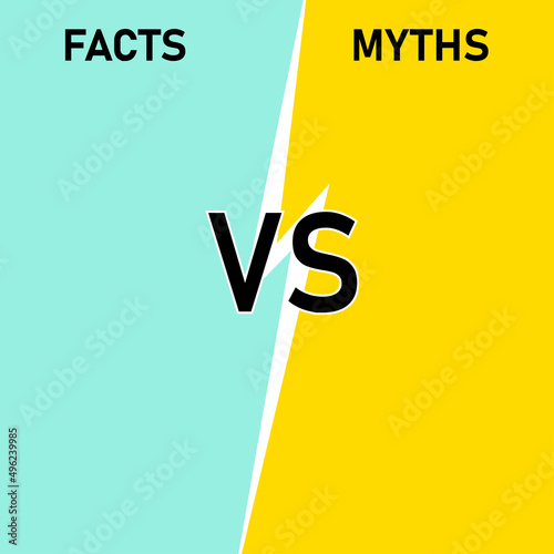 Myths vs Facts header design. Clipart image.