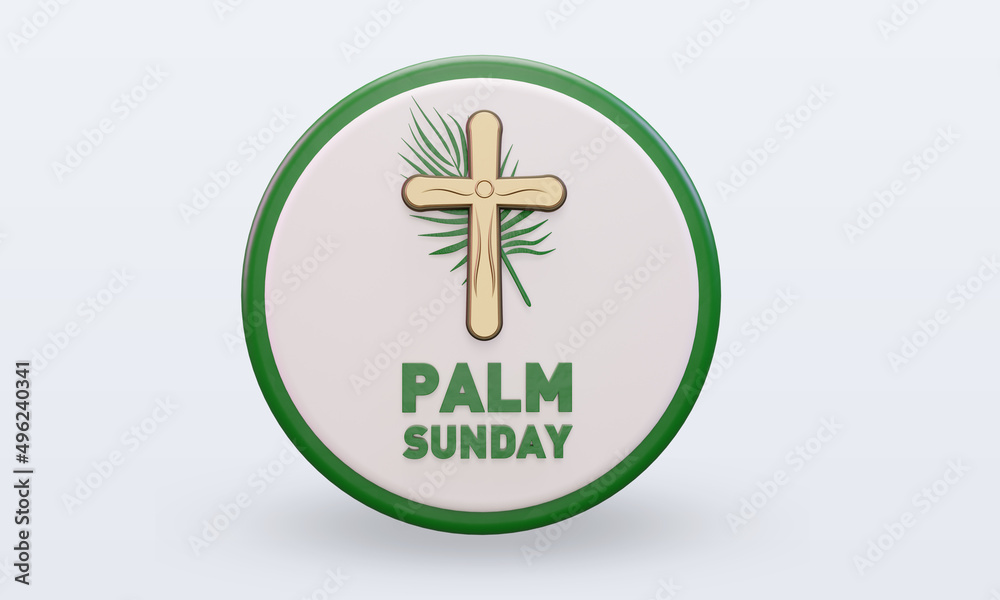 Obraz premium 3d palm synday easter icon rendering front view
