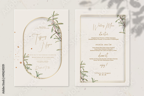 Vintage Wedding Invitation and Wedding Menu